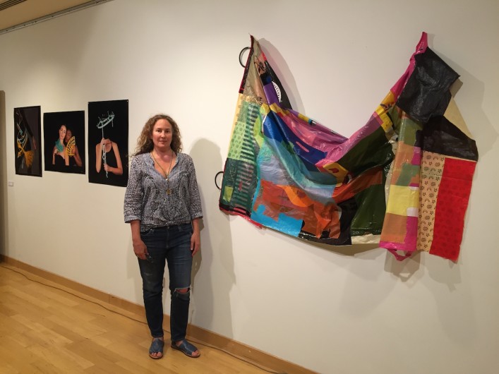 Dianna with 'Post-Consumer Mandala' and Dyan Ferren's photos