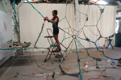 Artist Pam Longobardi at work.