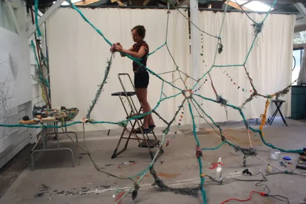 Artist Pam Longobardi at work.